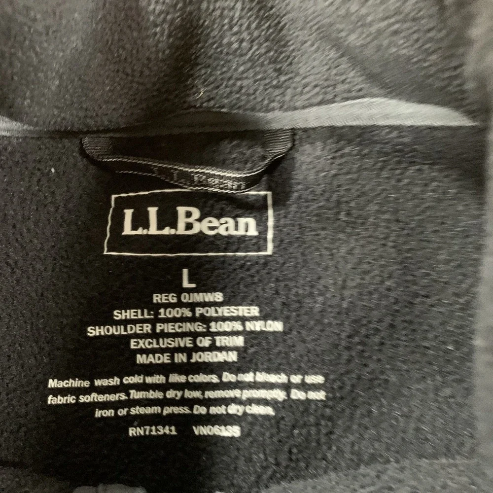 LL Bean Mens Large Black Gray Fleece Lined Full Zip Vest 0JMW8